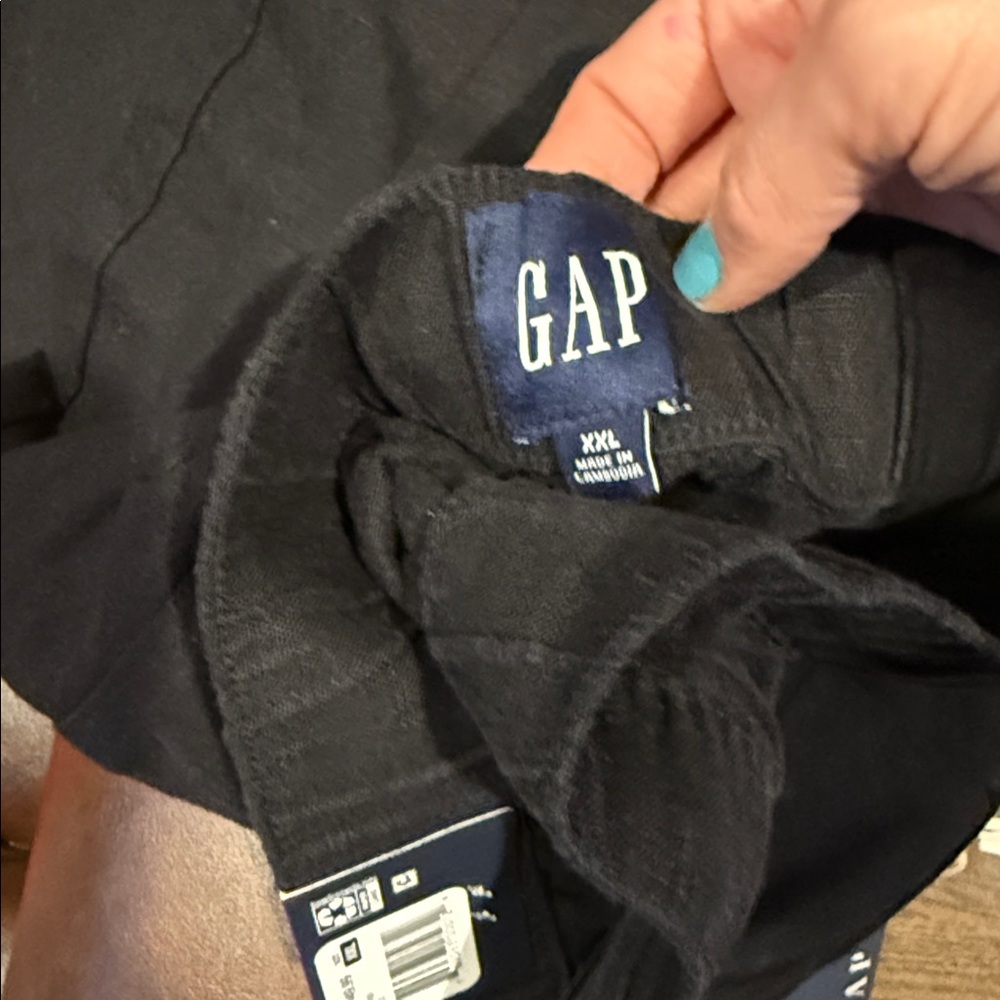 GAP Midnight Black Relaxed Pants xl linen woman’s cozy stretch lightweight new - Picture 6 of 7